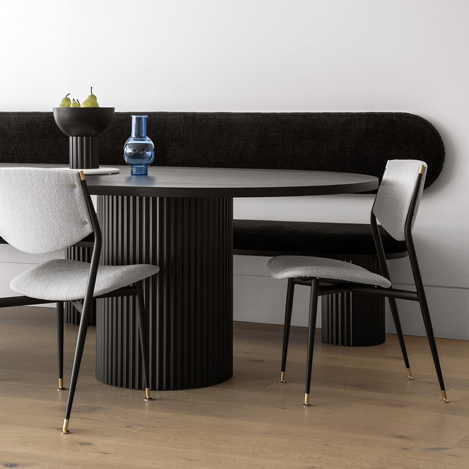 Ridge Oval Dining Table Black (Double Column) – Beeline Design